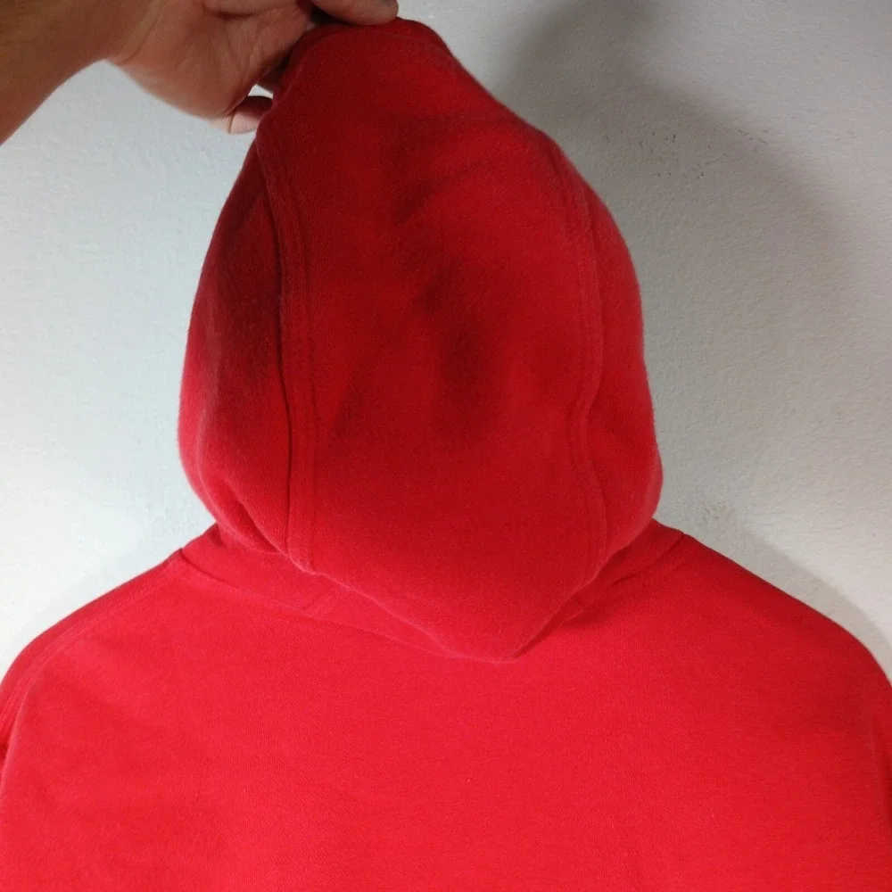 Nike Hoodie Mens M Red Tennis Hooded Sweater Club Fleece Sportswear (stain) BA39